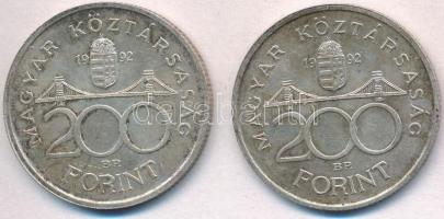 1992. 200Ft Ag "MNB" (2x) T:2