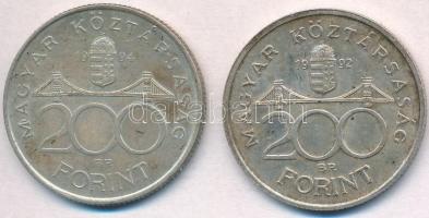 1992. 200Ft Ag "MNB" + 1994. 200Ft Ag "Deák" T:2