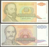 Jugoszlávia 1993-94. 1000D-50.000.000.000D 8klf bankjegy T:I,I-,II