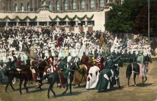 1908 Vienna, Wien; Huldigungs Festzug, König Rudolf v. Habsburg mit dem deutschen Heerbann / King Rudolf of Habsburg with German Militia