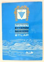 1969 Badacsony, a Hableány Étterem étlapja