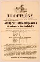 1871 Lótenyész jutalomdíjosztás, Szombathely hirdetmény 32x48 cm