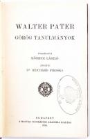 Walter Pater: Görög tanulmányok. Fordította Kőszegi László. Budapest, 1914, MTA. Modern félvászon kö...