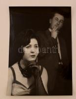 cca 1965 Dezső Pál: Nő és a férfi, feliratozott vintage fotóművészeti alkotás, 40x30 cm
