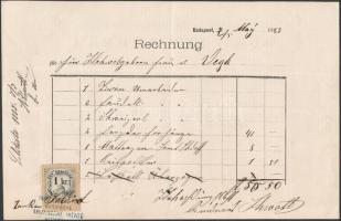 1893 Budapest, Fehérhajó utca 7. Schwott András kárpitos kétnyelvű fejléces számlája 1 kr okmánybély...