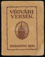 [Reményik Sándor]: Végvári versek. Hangok a végekről. 1918-1921. Budapest, 1921, Kertész József Könyvnyomdája, 119 p. Első kiadás! Kiadói papírkötés, viseltes állapotban, szakadozott borítóval, laza fűzéssel.