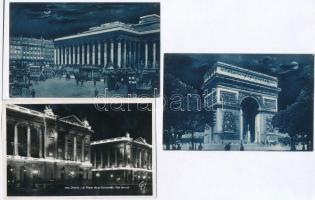 Paris, Párizs; éjszaka - 11 db RÉGI francia városképes lap, jó minőségben / Paris at night - 11 pre-1945 French town-view postcards, good quality