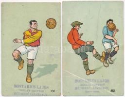 Football players, LP 222/I-II. Sostarics Lajos reklámtervező pecsétjével - 2 postcards