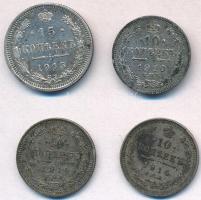 Orosz Birodalom 1910. 10k Ag + 1914. 10k Ag (2x) + 1915. 15k Ag T:2 patina
Russian Empire 1910. 10 ...
