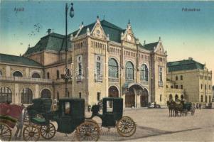 Arad, pályaudvar, vasútállomás, hintók / railway station, carts