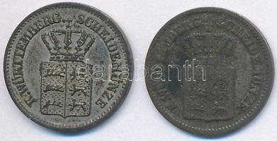 Német Államok / Württemberg 1860. 1kr Ag + 1863. 1kr Ag T:2,2- patina
German States / Wurttemberg 1...