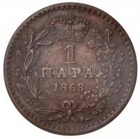 Szerbia 1868. 1p Br "III. Mihály" T:2 Serbia 1868. 1 Para Br "Michael III" C:XF