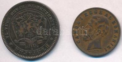 Vegyes: Bulgária 1881. 10s Br + Románia 1885. 5b Cu T:2,2- Mixed: Bulgaria 1881. 10 Stotinki Br + Romania 1885. 5 Bani Cu C:XF,VF