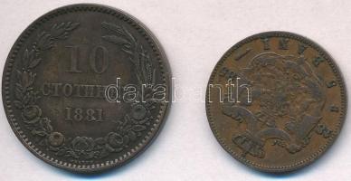 Vegyes: Bulgária 1881. 10s Br + Románia 1885. 5b Cu T:2,2-
Mixed: Bulgaria 1881. 10 Stotinki Br + R...