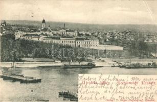 Újvidék, Novi Sad; látkép a hajóhíddal / panorama view with pontoon bridge, Verlag J. Singer (EB)