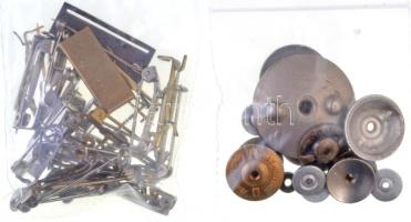 48db-os kitüntés és jelvény alkatrész tétel, közte tűk és hátlapi csavarok, használt állapotban