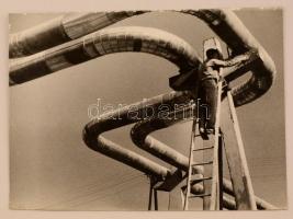 1963 Czakó László: Lyra, pecséttel jelzett vintage fotóművészeti alkotás, kasírozva, 30x39 cm