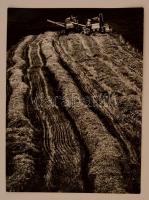 cca 1973 Gebhardt György (1910-1993): Aratás, feliratozott vintage fotóművészeti alkotás, sarkán törésvonal, 39,5x29 cm
