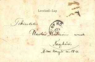 Szatmárnémeti, Szatmár, Satu Mare; Színház, virágos művészlap, Reizer János kiadása / theatre, flowe...