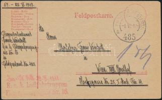 Táborilap "K.u.k. Luftfahrtruppen Fliegerkompagnie Nr. 16." + "FP 485a", Austria-Hungary Field postcard "K.u.k. Luftfahrtruppen Fliegerkompagnie Nr. 16." + "FP 485a"