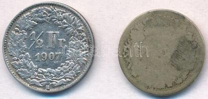 Svájc 1850BB 5r Billon + 1907. 1/2Fr Ag T:3,2-
Switzerland 1850BB 5 Rappen Billon + 1907. 1/2 Franc...