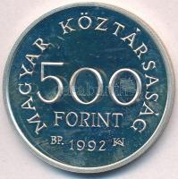 1992. 500Ft Ag "Károly Róbert" dísztokban T:PP ujjlenyomat, felületi karc