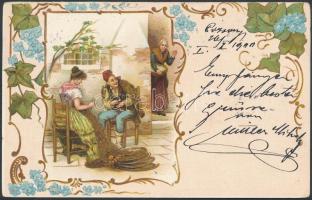 16 db RÉGI dombornyomott motívumos képeslap, köztük litho lapok / 16 pre-1945 embossed motive postca...