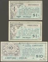 USA/katonai kiadás 1946. 5c,10c,25c,50c,1$(2x),10$ összesen 7 db T:2