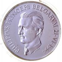 Belgium 1994. "Fülöp belga herceg 1994. VI. 21." jelzett Ag emlékérem dísztokban, lezárt kapszulában (0.925/30mm) T:PP Belgium 1994. "Prince Philippe of Belgium 21-VI-1994" hallmarked Ag medallion in case, in sealed capsule (0.925/30mm) C:PP