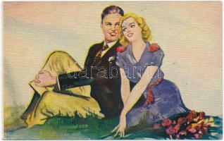 10 db RÉGI használatlan motívumos képeslap; romantikus párok, Rekord képeslap kiadás / 10 pre-1945 u...