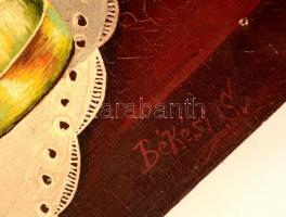 Békési jelzéssel: Asztali csendélet. Olaj, vászon, 55×40 cm