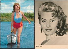 Sophia Loren, 2 db filmfotó, hátuljukon feliratozva, 15×10 cm
