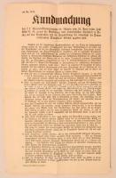 1852 Hirdetmény az 1852-dik lvi januárius 17-kétől bélyegilleték alá eső jogügyletek tárgyában. 4 oldalon, két nyelven / Document stamps order.25x40 cm