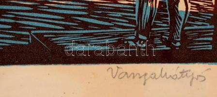 Varga Mátyás (1910-2002): Mátyás templom. Színes linó, papír-farost, jelzett, 50×35 cm