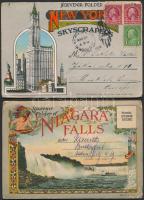 9 db főként RÉGI amerikai leporello füzet / 9 mostly pre-1945 American leporello and postcard bookle...