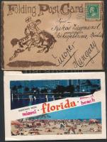 9 db főként RÉGI amerikai leporello füzet / 9 mostly pre-1945 American leporello and postcard bookle...