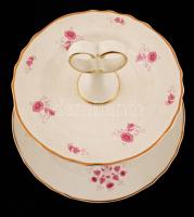 Hollóházi emeletes süteménytartó, matricás, jelzett, hibátlan, m:33 cm, d:25 cm