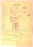 1896 M. cs. és kir. Tüzérségi épület a Soroksári úton, korabeli helyrajzi terv kézi színezéssel, jegyzetekkel, kis szakadásokkal / K.u.K. Militär-Bau-Abteilung in Budapest, Situations-Plan für die Artillerie Etablissement in Budapest, 70×49 cm