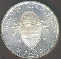 1938. 5P Ag "Szt. István" T:1 !