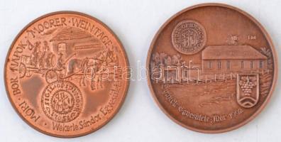 Fritz Mihály (1947-) 1992. "Wekerle Sándor, Mór szülöttje emlékére / Gyűjtők Egyesülete - Mór" Br emlékérem (42,5mm) + DN "Móri Bor Napok - Wekerle Sándor Egyesülete Mór" egyoldalú Br emlékérem (42mm) T:BU,1- fo.