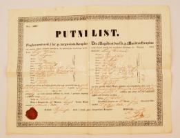 1850 Horvát és német útelvél / 1850 Passport in Croatian and German 50x42 cm