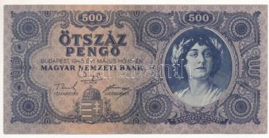 1945. 500P magyar "N" betű orosz "P" helyett T:II