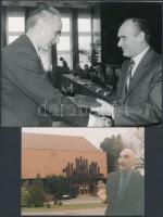 Varga Imre(1923-) Kossuth-díjas magyar szobrászművész kitüntetést vesz át, fotó + 1 db fotókollázs, 9x12 és 13x16 cm