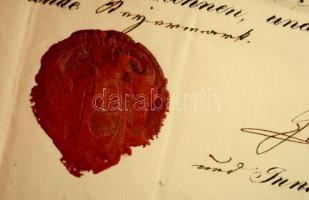 1858 Fürstenfled, Pékek céhének mesterlevele. Díszes kőnyomatos levél pecséttel. 15kr CM okmánybélye...