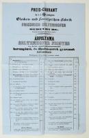cca 1860 Sopron, Seltenhoffer harangöntő és tűzoltószergyár árjegyzék hirdetménye magyarul és németül 31x45 cm