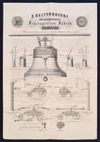 cca 1860 Sopron, Seltenhoffer harangöntő és tűzoltószergyár képes hirdetménye magyarul és németül 31x45 cm