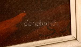 Slajf Sándor (1951-): Paripa. Olaj, farost, jelzett, keretben, 74×74 cm