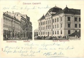 Békéscsaba, Járásbíróság, színház, Rudolf Főgimnázium (vágott / cut)