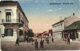 Bánffyhunyad, Huedin; Kossuth utca, szálloda, kávéház, kiadja Ábrahám M. / street, hotel, café (EK)