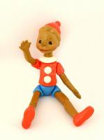 Retro szovjet Buratino (Pinocchio) figura, mozgatható végtagokkal, jó állapotban, jelzett, m:56 cm